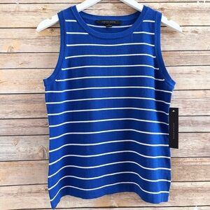 Cynthia Steffe Sweater Tank Women’s Size Small Blue White Stripe Sleeveless NWT
